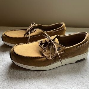 New Balance Tan Boat Shoes with Rawhide Laces